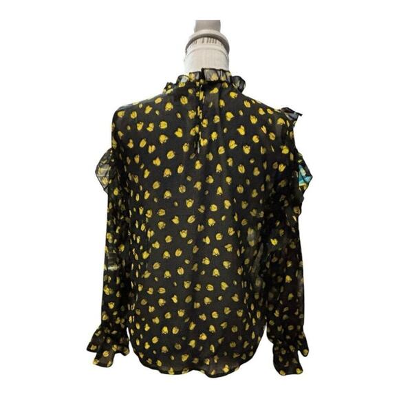 Who What Wear Black Blouse Yellow Flowers Size S - Picture 2 of 5